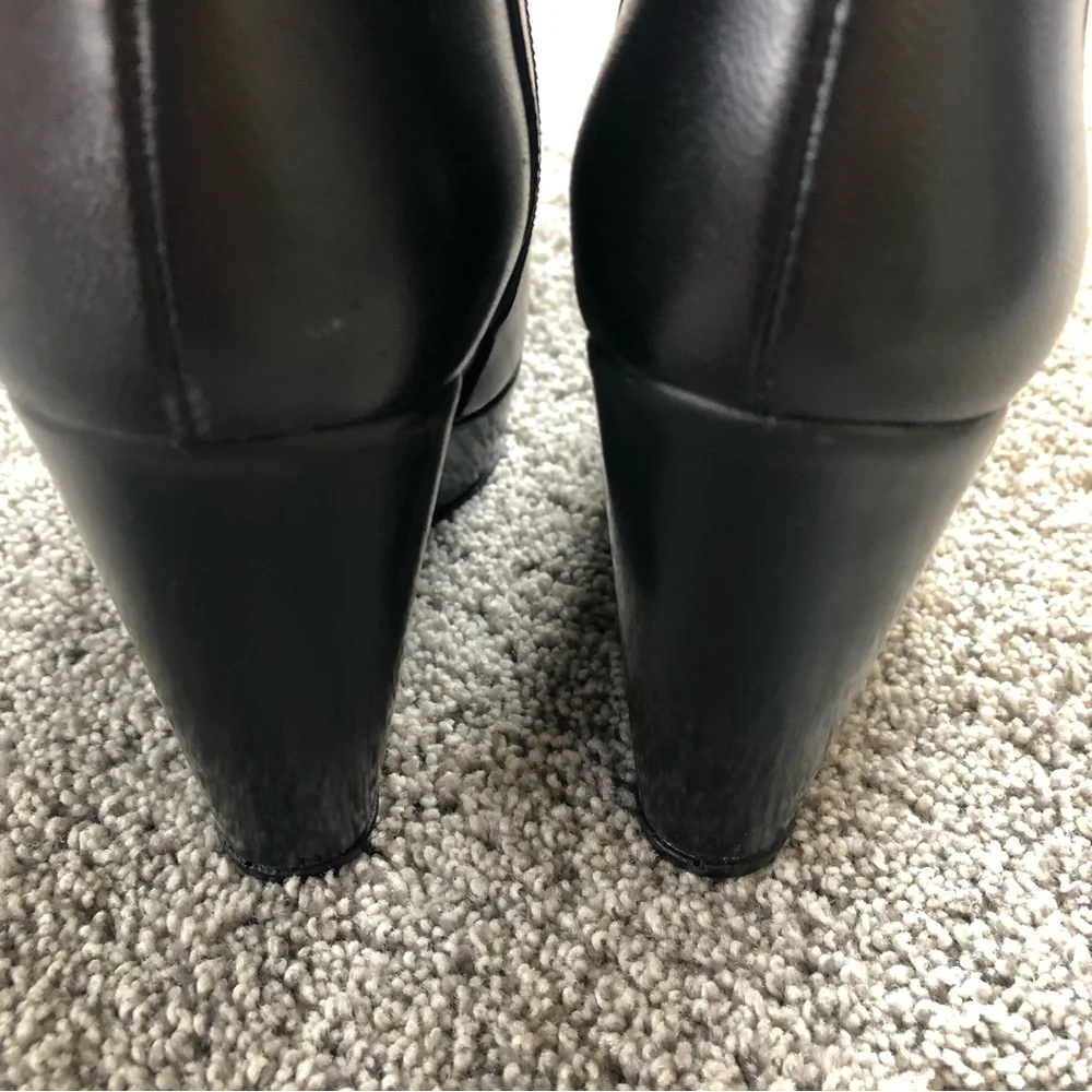 Stuart Weitzman Black Leather Platform‎ Wedge Booties Sz. 5